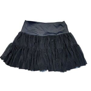 Halara High Waisted Tiered Mesh 2in1 Golf Skirt Sz Small Womens Black Ruffle Min